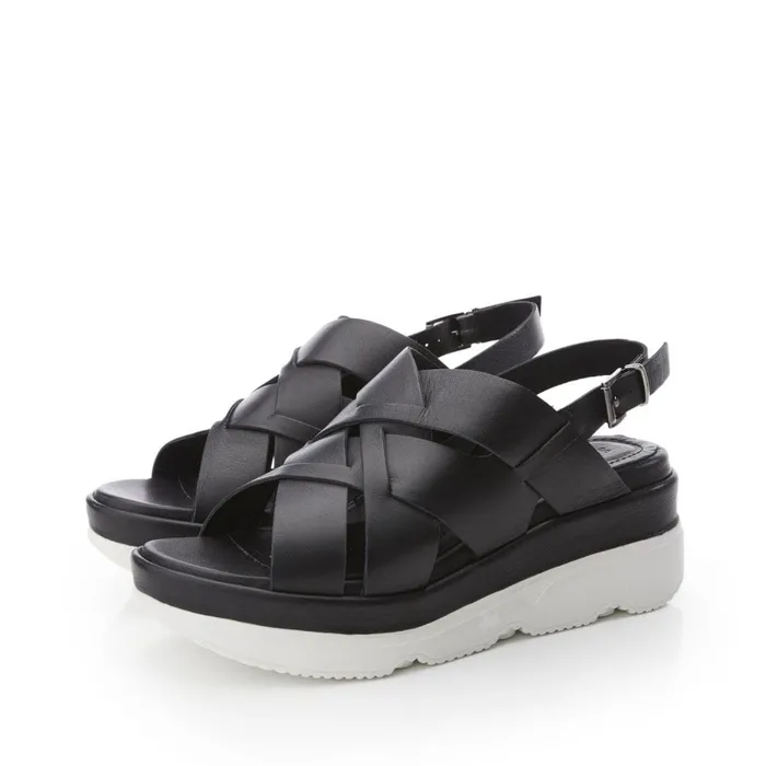 Wedge Sandals Women Moda In Pelle Shoon Sh Ilko Black Leather Wedge Sandals Women Moda In Pelle Shoon Sh Ilko Black Leather