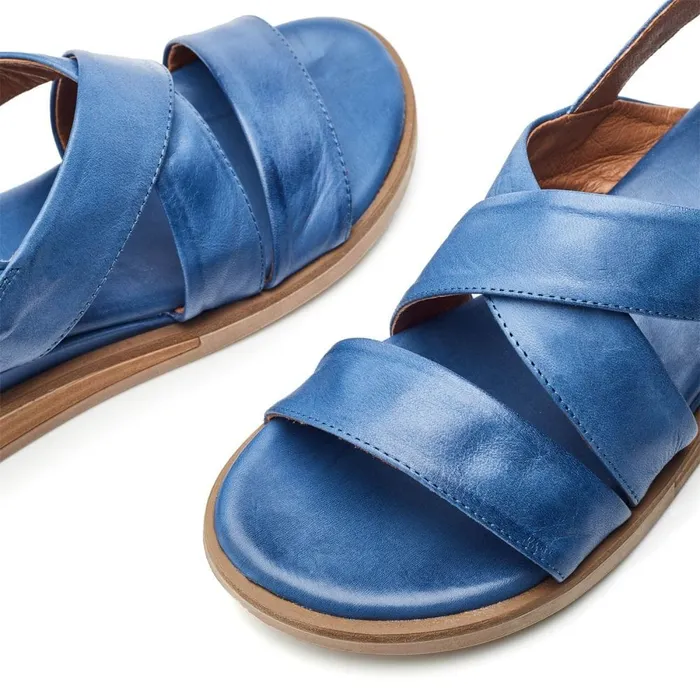 Wedge Sandals Women Moda In Pelle Shoon Sh Iranna Blue Leather
