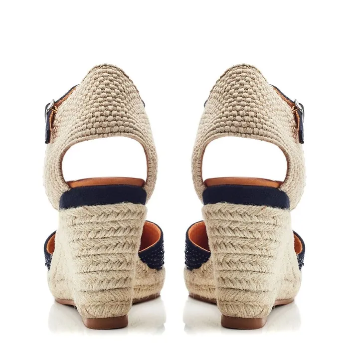 Wedge Sandals Women Moda In Pelle Willo Navy Alcantara