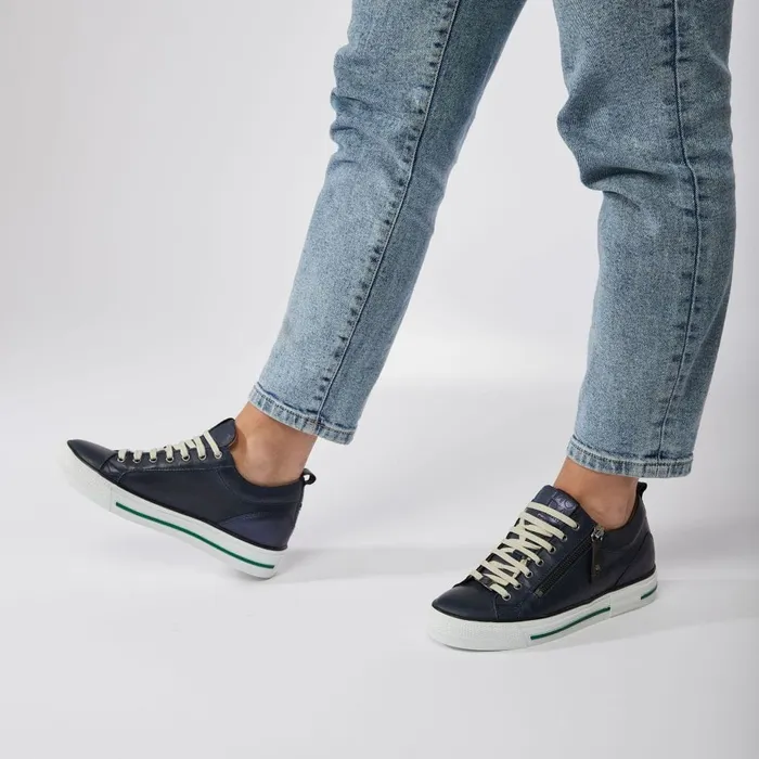 Wedge Trainers Women Moda In Pelle Brayleigh Navy Leather