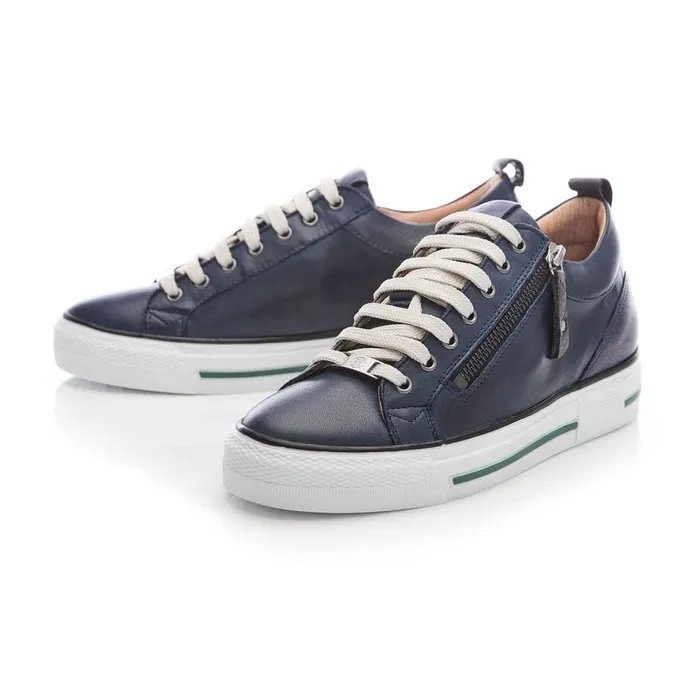 Wedge Trainers Women Moda In Pelle Brayleigh Navy Leather