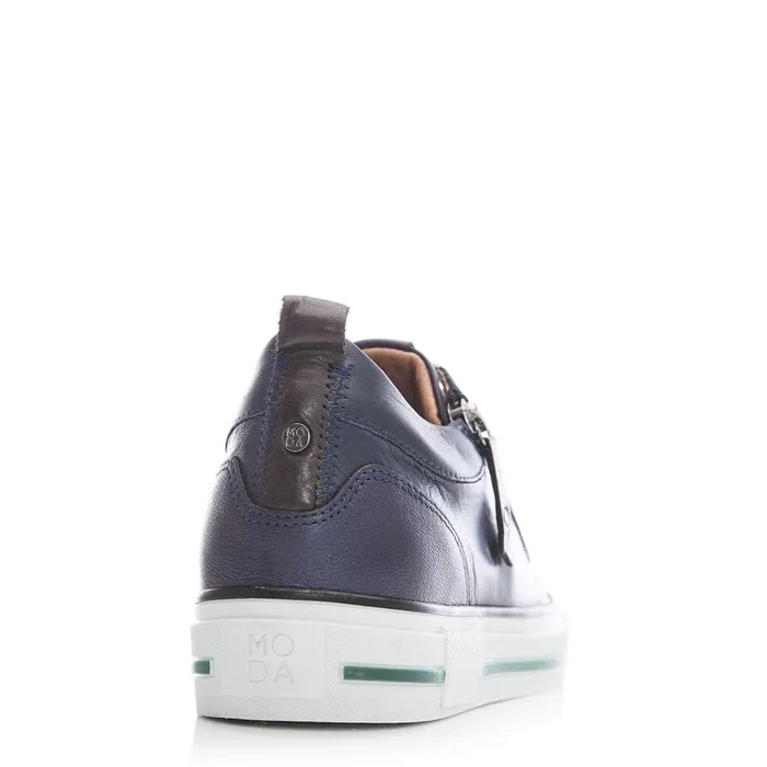 Wedge Trainers Women Moda In Pelle Brayleigh Navy Leather