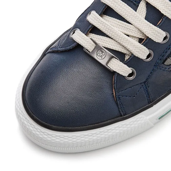 Wedge Trainers Women Moda In Pelle Brayleigh Navy Leather