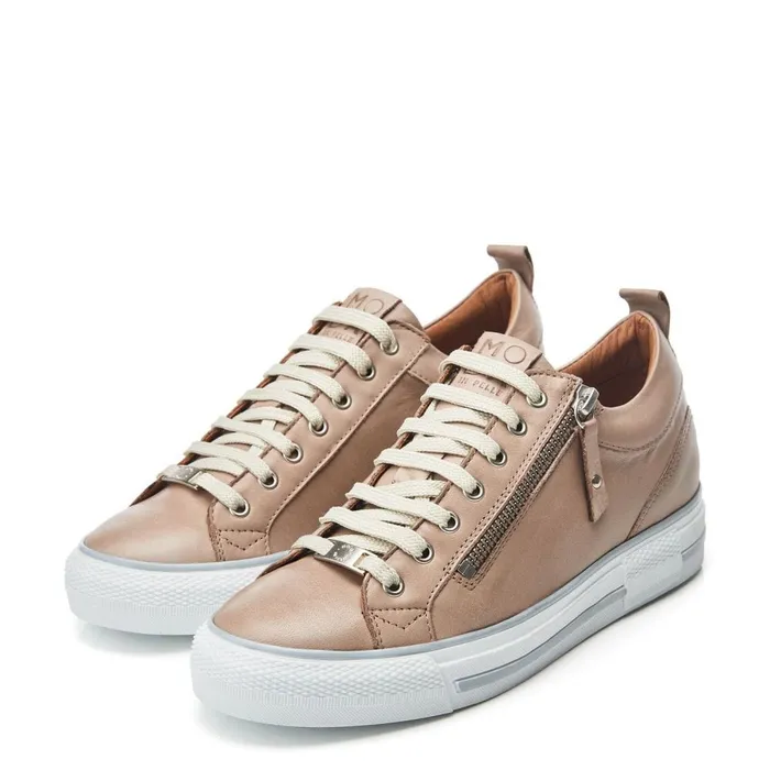 Wedge Trainers Women Moda In Pelle Brayleigh Taupe Leather