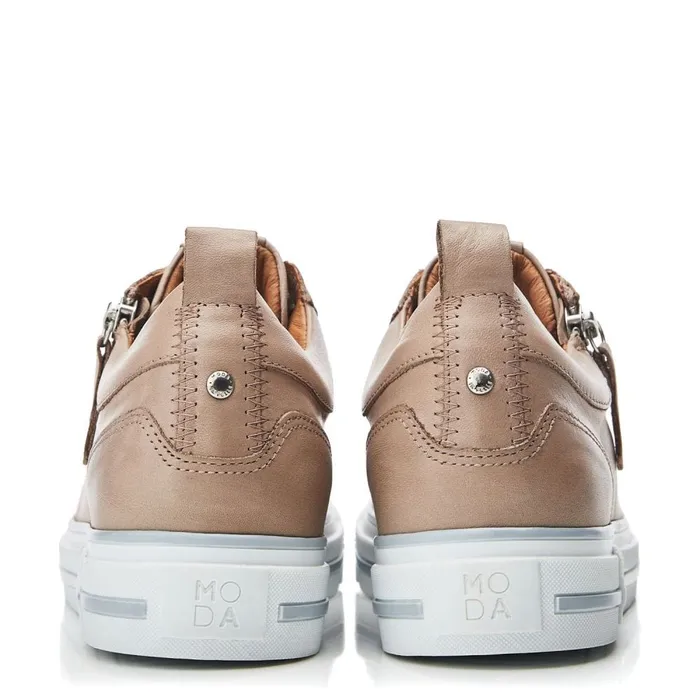 Wedge Trainers Women Moda In Pelle Brayleigh Taupe Leather