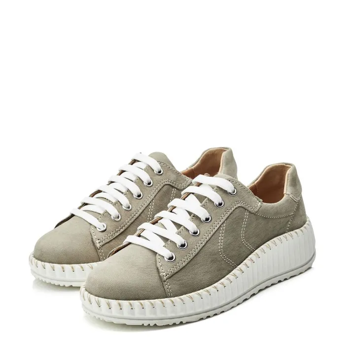 Wedge Trainers Women Moda In Pelle Shoon Sh Riyah Khaki Leather