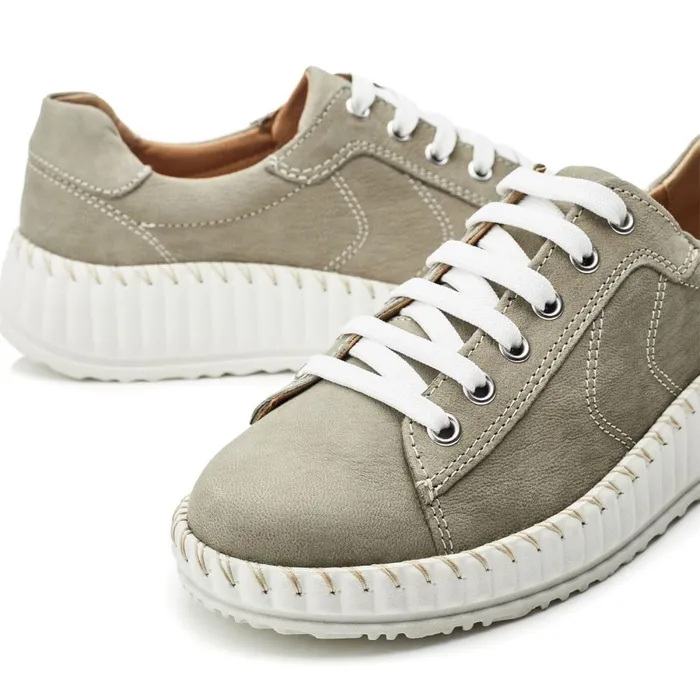 Wedge Trainers Women Moda In Pelle Shoon Sh Riyah Khaki Leather