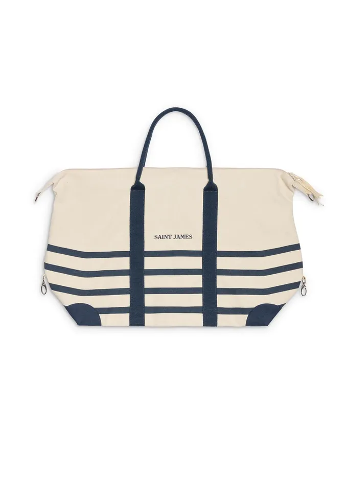 Week End Bag Striped Duffle Bag 100 Cotton Ecrunavy Men Saint James
