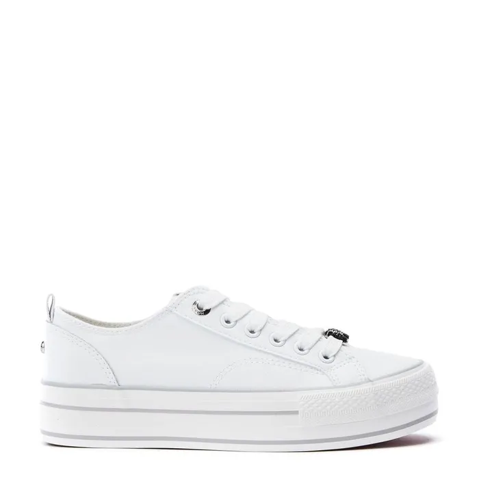 White Trainers Women Moda In Pelle Bagnol White Porvair