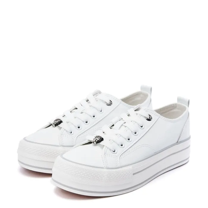 White Trainers Women Moda In Pelle Bagnol White Porvair