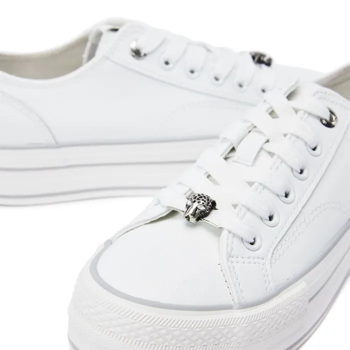 White Trainers Women Moda In Pelle Bagnol White Porvair