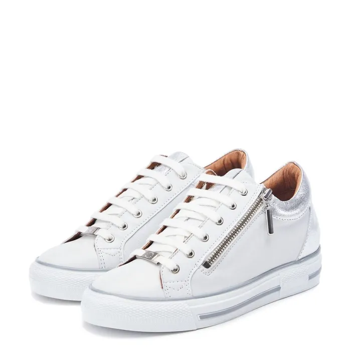 White Trainers Women Moda In Pelle Bramleigh White 8211 Silver Leather