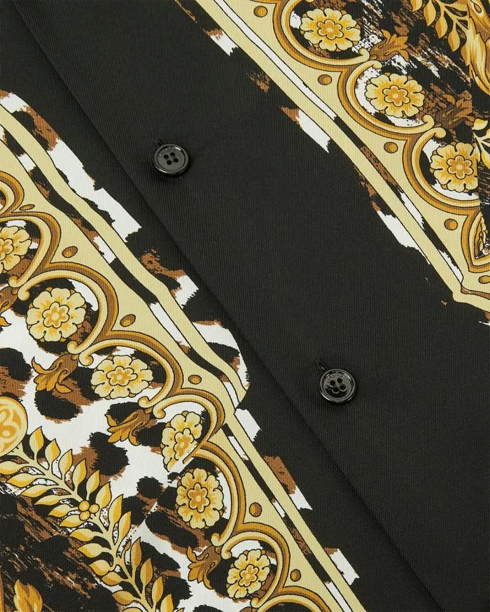 Wild Barocco Illusion Silk Shirt Print Men Versace Shirts