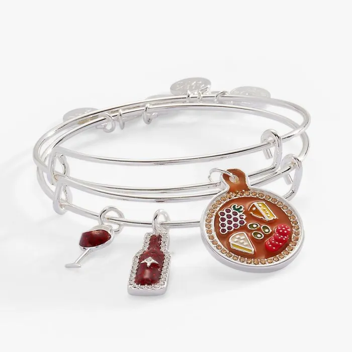Wine And Cheese BFF Bangle Set Of 2 Silver Women Alex And Ani Bracelets