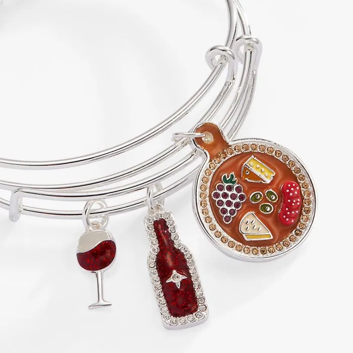 Wine And Cheese BFF Bangle Set Of 2 Silver Women Alex And Ani Bracelets Wine And Cheese BFF Bangle Set Of 2 Silver Women Alex And Ani Bracelets
