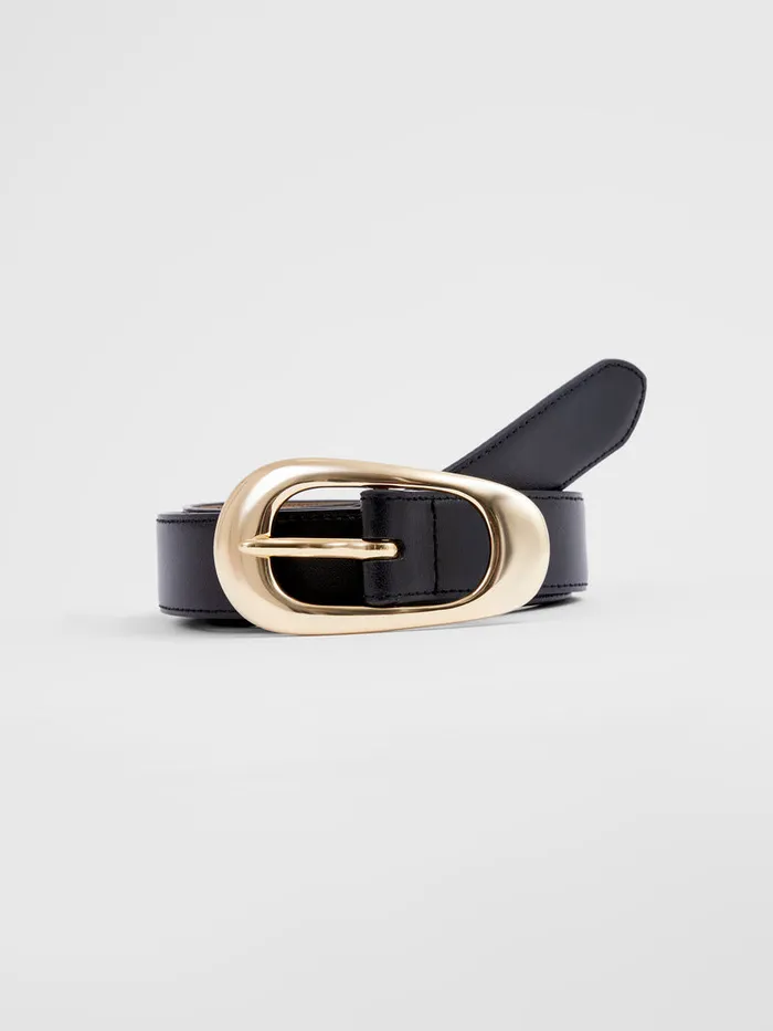 Woman Belts French Connection Oyster Buckle Belt Black