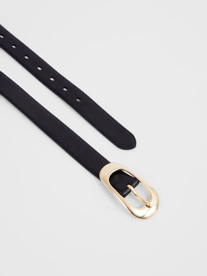 Woman Belts French Connection Oyster Buckle Belt Black Woman Belts French Connection Oyster Buckle Belt Black