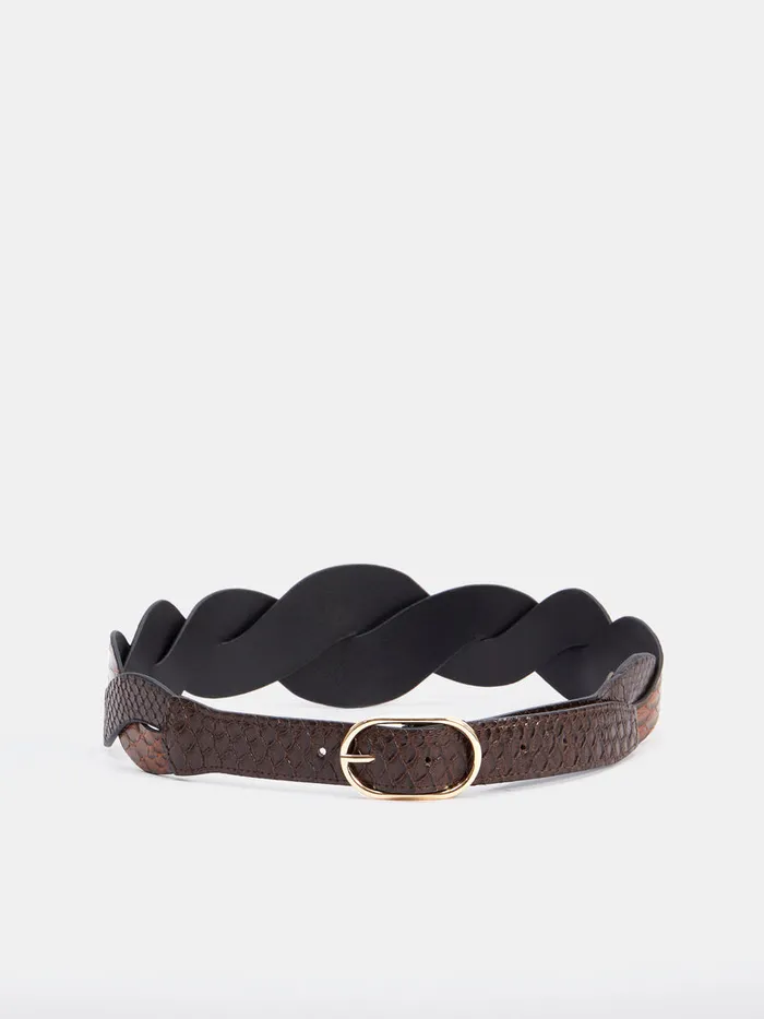 Woman Belts French Connection Snake Twist Belt Brown Woman Belts French Connection Snake Twist Belt Brown