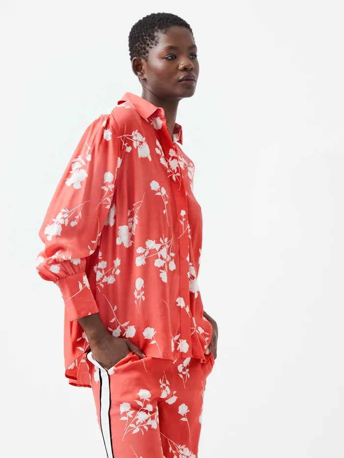 Woman CoOrds French Connection Alessandra Eco Delphine Long Sleeve Shirt Cayenne Redwhite Woman CoOrds French Connection Alessandra Eco Delphine Long Sleeve Shirt Cayenne Redwhite
