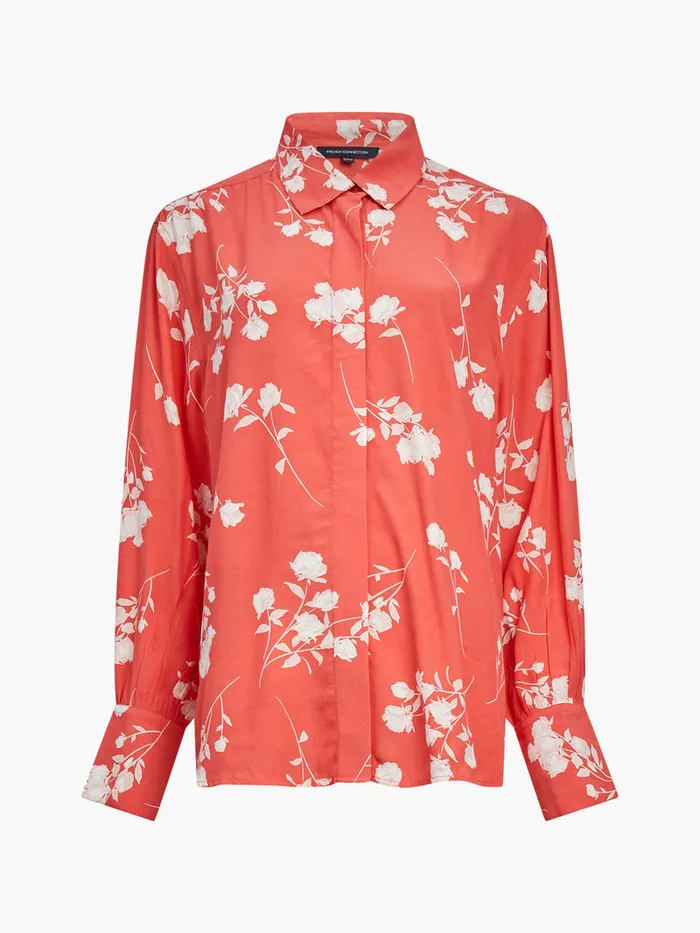 Woman CoOrds French Connection Alessandra Eco Delphine Long Sleeve Shirt Cayenne Redwhite Woman CoOrds French Connection Alessandra Eco Delphine Long Sleeve Shirt Cayenne Redwhite