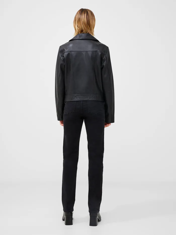 Woman CoOrds French Connection Connie Leather Biker Jacket Black
