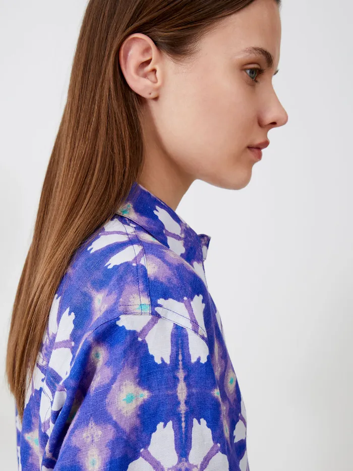 Woman CoOrds French Connection Dory Birdie Linen Short Sleeve Shirt Royal Blue Woman CoOrds French Connection Dory Birdie Linen Short Sleeve Shirt Royal Blue