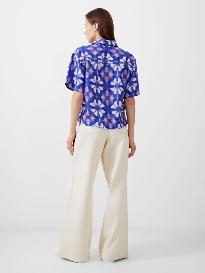Woman CoOrds French Connection Dory Birdie Linen Short Sleeve Shirt Royal Blue Woman CoOrds French Connection Dory Birdie Linen Short Sleeve Shirt Royal Blue