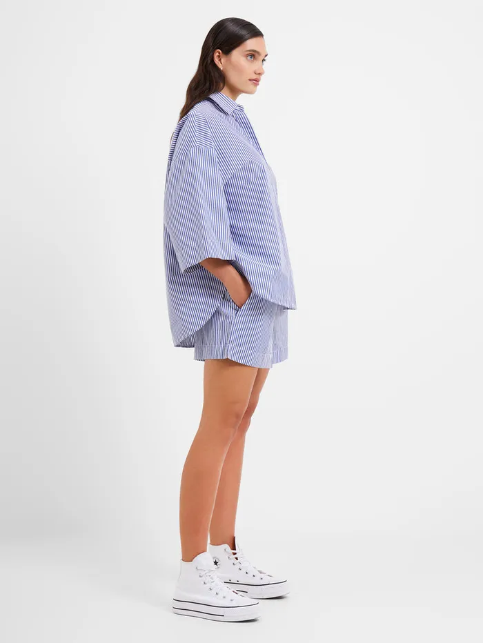 Woman CoOrds French Connection Rhodes Poplin Stripe PullOn Shorts Linen Whitemarine Woman CoOrds French Connection Rhodes Poplin Stripe PullOn Shorts Linen Whitemarine