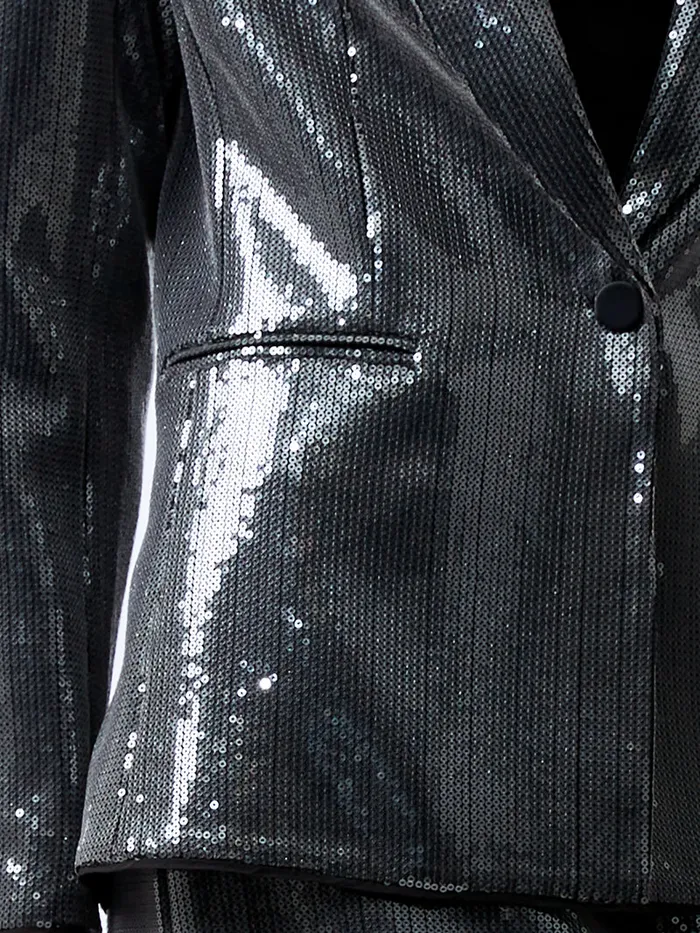 Woman Coats and Jackets French Connection Amy Sequin Blazer Gunmetal Woman Coats and Jackets French Connection Amy Sequin Blazer Gunmetal