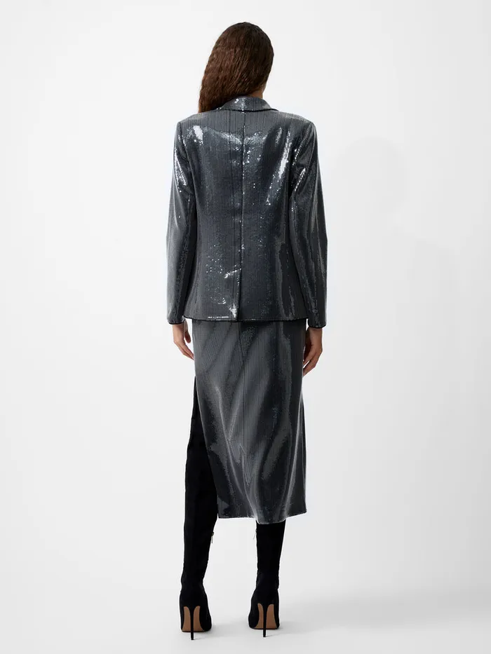 Woman Coats and Jackets French Connection Amy Sequin Blazer Gunmetal Woman Coats and Jackets French Connection Amy Sequin Blazer Gunmetal