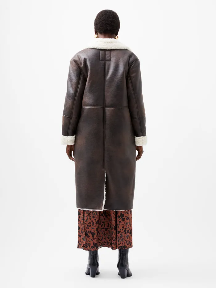 Woman Coats and Jackets French Connection Arizona Faux Shearling Coat Chocolate