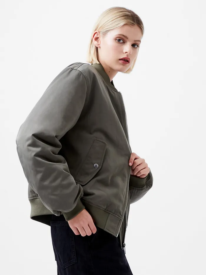 Woman Coats and Jackets French Connection Behati Bomber Jacket Dusted Khaki