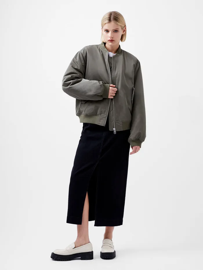 Woman Coats and Jackets French Connection Behati Bomber Jacket Dusted Khaki Woman Coats and Jackets French Connection Behati Bomber Jacket Dusted Khaki