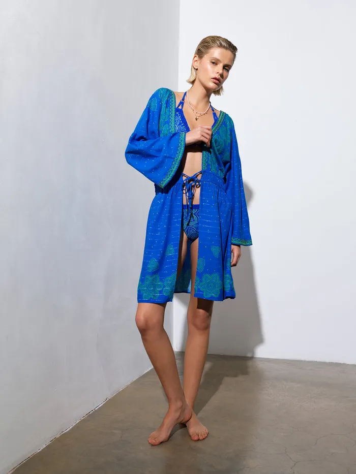Woman Coats and Jackets French Connection Blue Mosaic Kimono Blue Woman Coats and Jackets French Connection Blue Mosaic Kimono Blue
