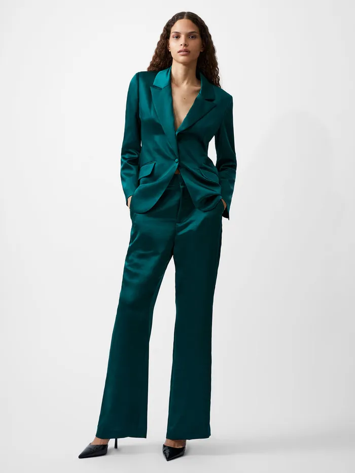 Woman Coats and Jackets French Connection Carey Satin Blazer Forest