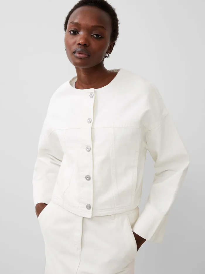 Woman Coats and Jackets French Connection Denver Denim Relaxed Wide Sleeve Jacket Ecru Woman Coats and Jackets French Connection Denver Denim Relaxed Wide Sleeve Jacket Ecru