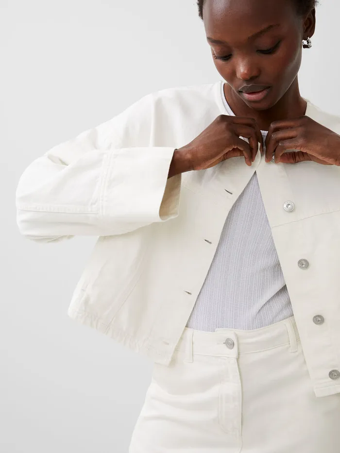 Woman Coats and Jackets French Connection Denver Denim Relaxed Wide Sleeve Jacket Ecru