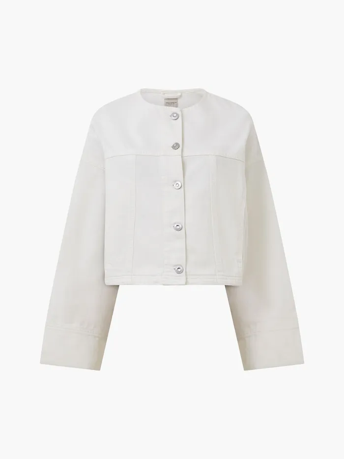 Woman Coats and Jackets French Connection Denver Denim Relaxed Wide Sleeve Jacket Ecru