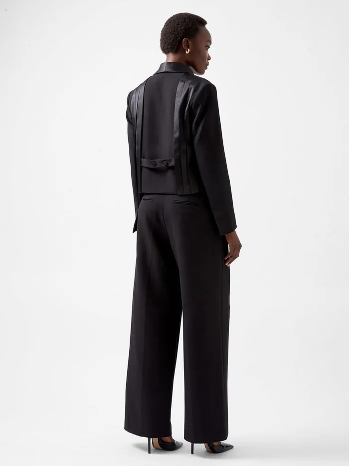 Woman Coats and Jackets French Connection Gemma Carey Satin Tuxedo Cropped Blazer Blackout Woman Coats and Jackets French Connection Gemma Carey Satin Tuxedo Cropped Blazer Blackout