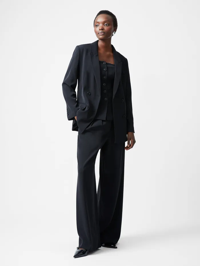 Woman Coats and Jackets French Connection Harrie Suiting Double Breasted Blazer Blackout Woman Coats and Jackets French Connection Harrie Suiting Double Breasted Blazer Blackout