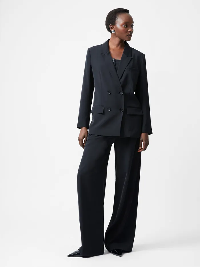 Woman Coats and Jackets French Connection Harrie Suiting Double Breasted Blazer Blackout Woman Coats and Jackets French Connection Harrie Suiting Double Breasted Blazer Blackout
