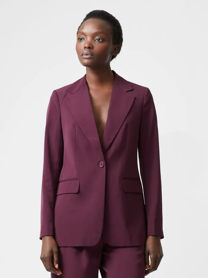 Woman Coats and Jackets French Connection Harrie Suiting Jacket Burgundy Red