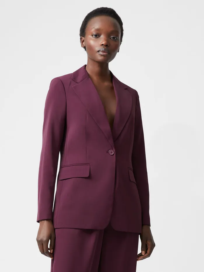 Woman Coats and Jackets French Connection Harrie Suiting Jacket Burgundy Red