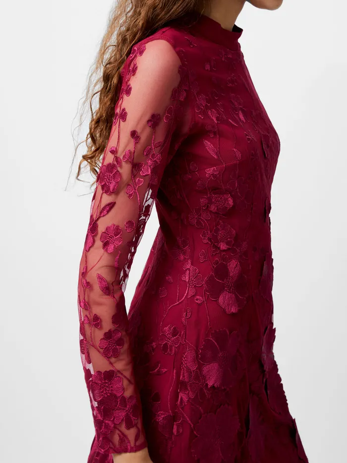 Woman Dresses French Connection Astrida 3D Floral Mini Dress Baked Cherry Woman Dresses French Connection Astrida 3D Floral Mini Dress Baked Cherry