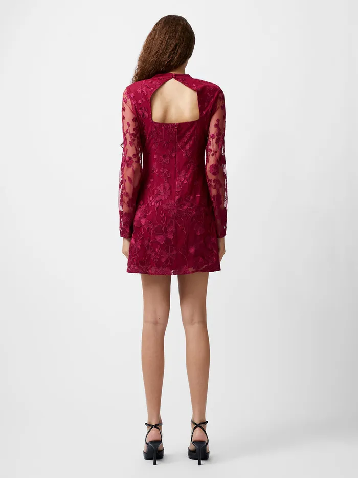 Woman Dresses French Connection Astrida 3D Floral Mini Dress Baked Cherry Woman Dresses French Connection Astrida 3D Floral Mini Dress Baked Cherry