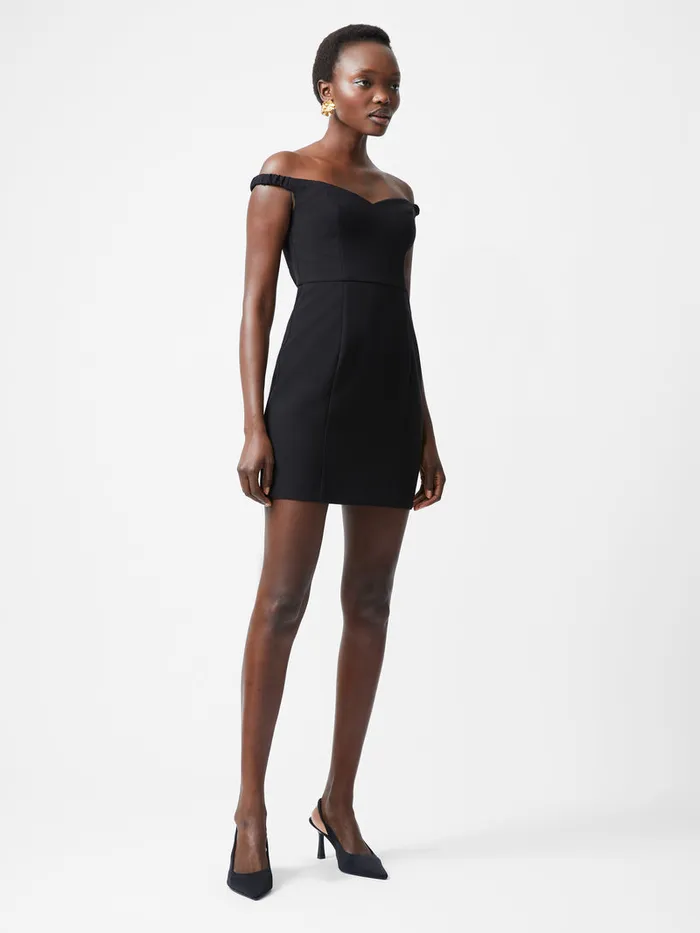 Woman Dresses French Connection Azra Twill Sweetheart Bardot Mini Dress Black Woman Dresses French Connection Azra Twill Sweetheart Bardot Mini Dress Black