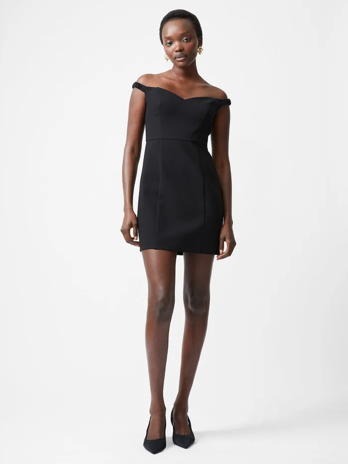 Woman Dresses French Connection Azra Twill Sweetheart Bardot Mini Dress Black Woman Dresses French Connection Azra Twill Sweetheart Bardot Mini Dress Black