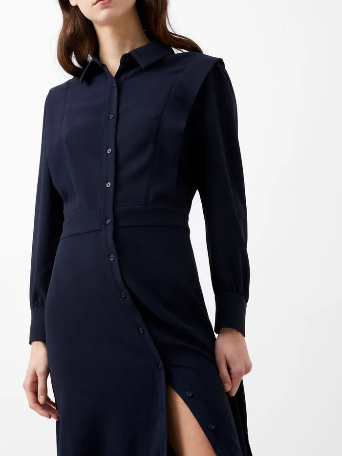 Woman Dresses French Connection Brina Crepe Button Down Maxi Dress Marine