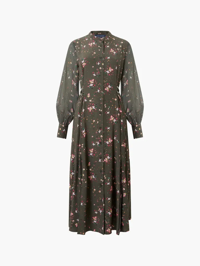 Woman Dresses French Connection Carina Eco Delphine Georgette Mix Shirt Dress Olive Night Multi Woman Dresses French Connection Carina Eco Delphine Georgette Mix Shirt Dress Olive Night Multi