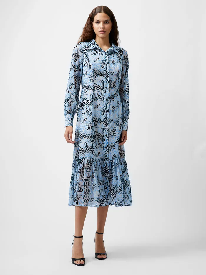 Woman Dresses French Connection Diandra Devore Maxi Dress Summer Whiteblue Woman Dresses French Connection Diandra Devore Maxi Dress Summer Whiteblue